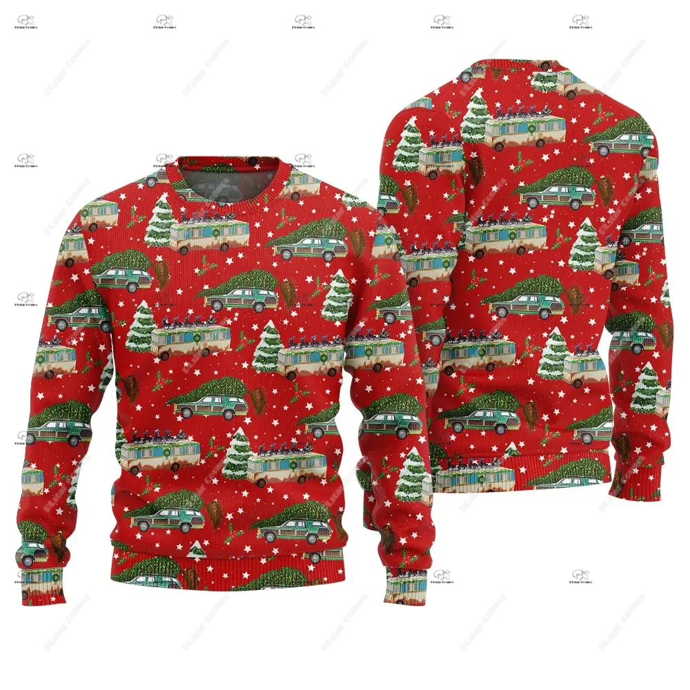 Christmas Santa Claus Pet Cat Knitted Ugly Sweater Graffiti Retro Vintage 3DPrint Pullover Harajuku Casual Funny Long Sleeves 44