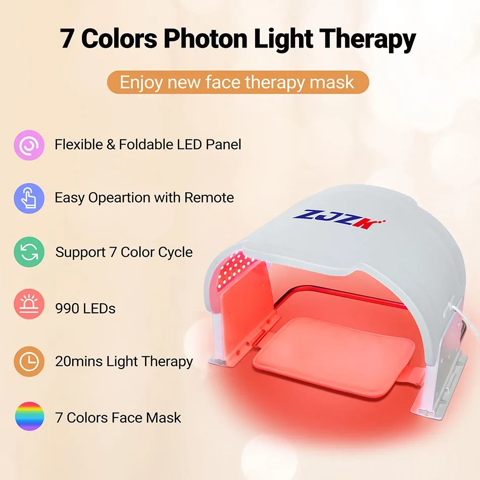 La migliore maschera per il viso a Led per la casa cura della pelle dispositivi di bellezza multifunzionali 7 colori 990 chip LED per la rimozione delle imperfezioni sbiancamento Anti-Acne