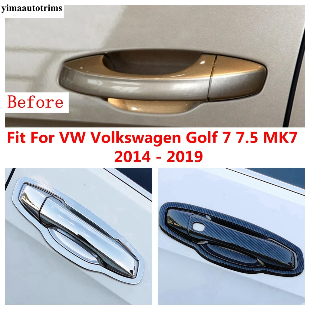 

For VW Volkswagen Golf 7 7.5 MK7 2014 - 2019 ABS / Chrome Carbon Fiber Car Door Handle Bowl Cover Kit Trim Exterior Accessories