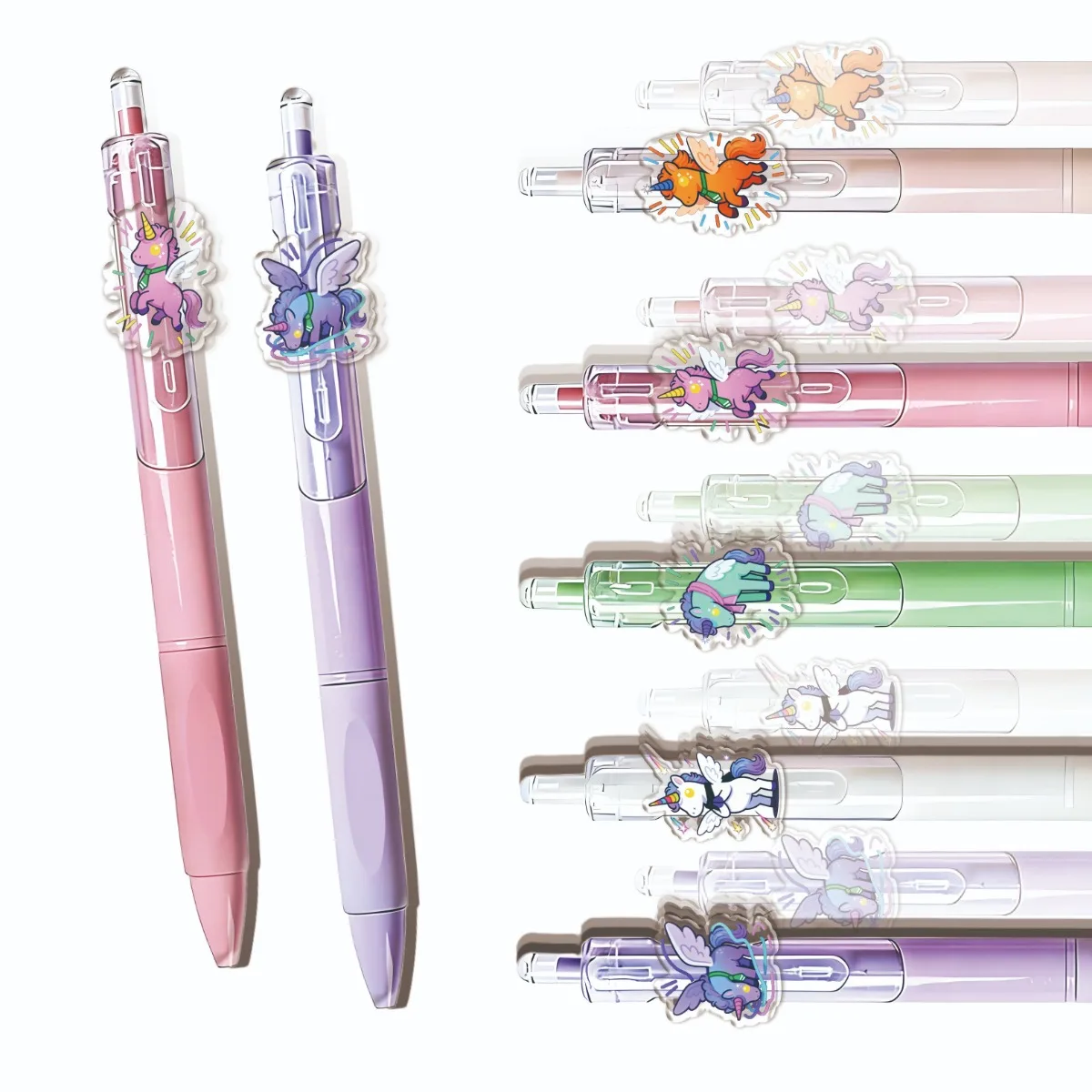 

5/10PCSMacaron Rainbow Horse Soft Rubber Pen Holders Ballpoint Pens Student Writing Pens Beautiful Stationery Friend Sharing Set