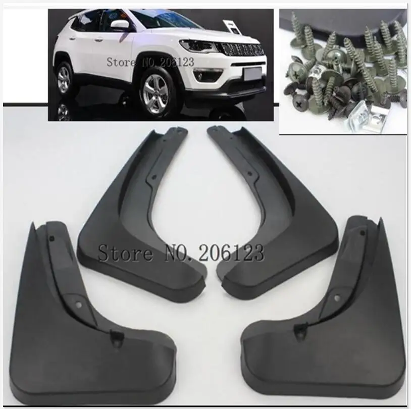 Car Styling for jeep compass 1.4 2017 2018 Accessories Mud Flaps Splash Guards Front Rear Mud Flap Mudguards Fender Black 4pcs