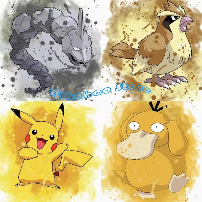 Anime Pokemon obraz na płótnie Bulbasaur Charmander Squirtle plakat i druk akwarela na ścianę obraz ozdobny prezenty dla dzieci