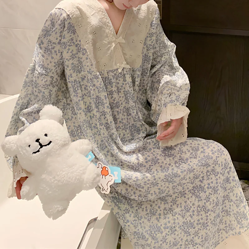 Korean Print Lace Fragrant Strap Comfortable Nightwear Sweet Girls Belt Bra Chest Mat Home Clothes Pajama Nighty Dress