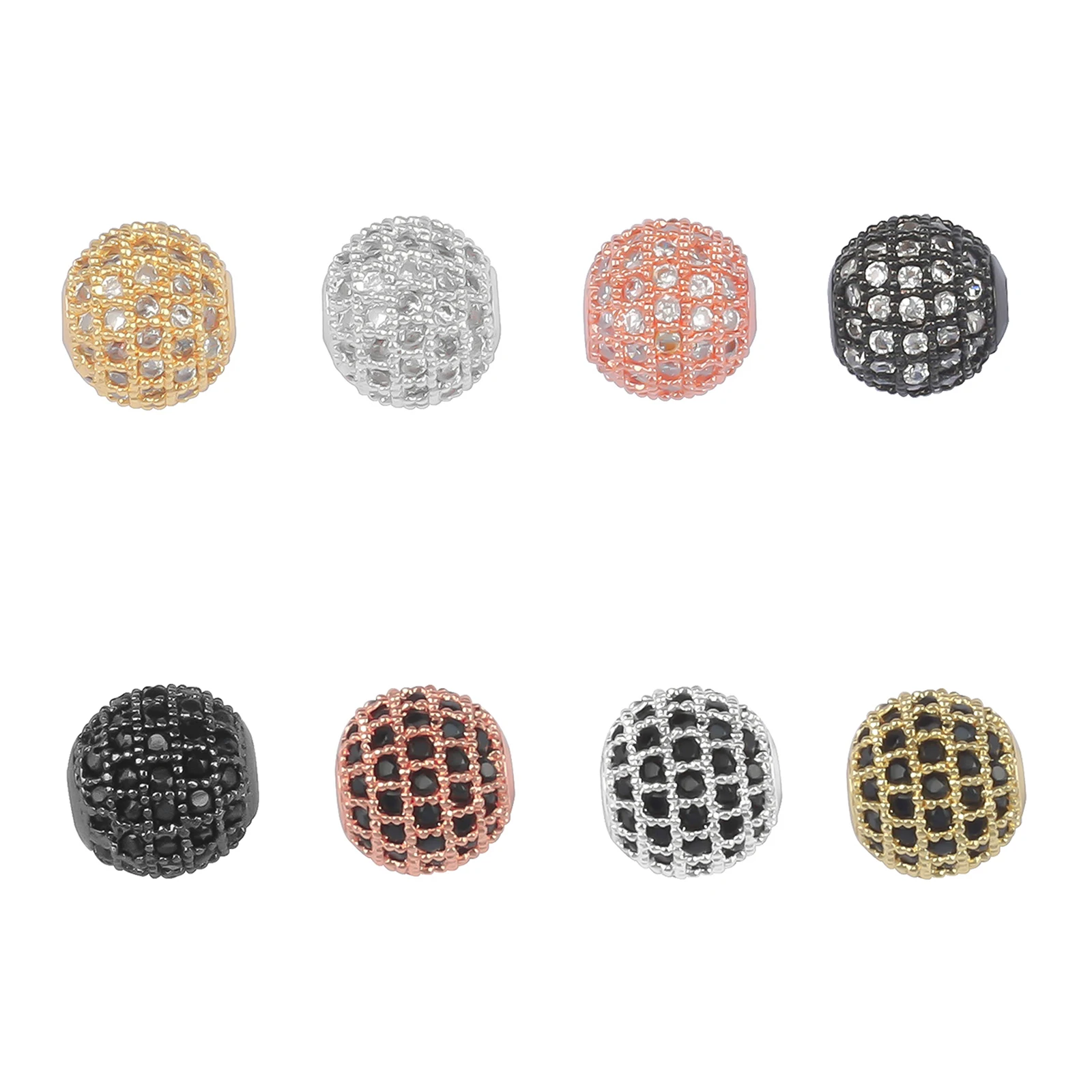 30pcs/Lot CZ Spacer Round Bead Brass Micro Pave Cubic Zirconia Beads Jewelry Making Diy Charms Bracelet Wholesale CZBS40-41