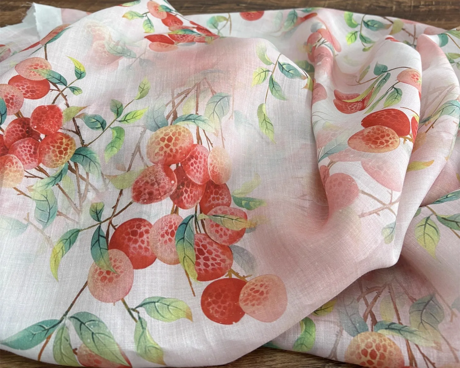 

1yard High quality ramie fabric for sewing Litchi print tissu Customized handmade DIY dresses fabric for clothing