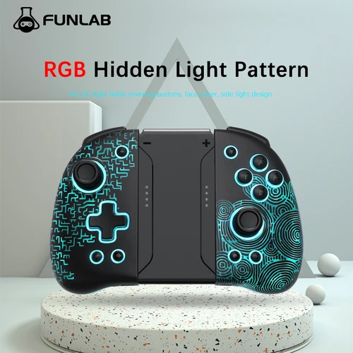Controlador Joycons inalámbrico luminoso FUNLAB para Nintendo Switch con 7 luces LED de Color/indicadores de batería RGB/OLED/Paddle/Turbo