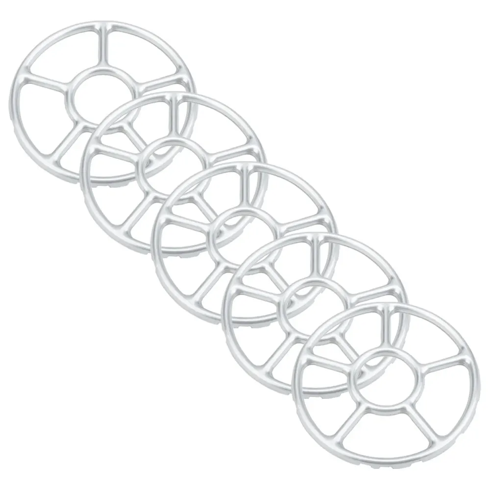 

5pcs Gas Stove Set Wok Ring Universal Rack Pot Kitchen Racks Trivets Silver Holder Anti Slip Round Shape Galvanized