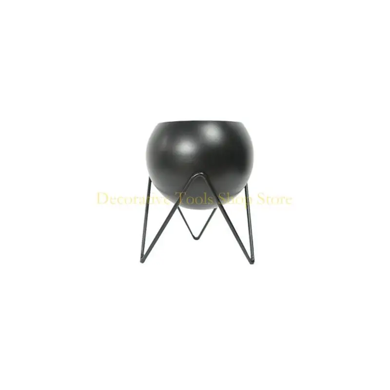 Round Vase Planter with Potted Plant Stand Modern Metal Flower Pot Indoor Plants Display Rack Garden Home Decor