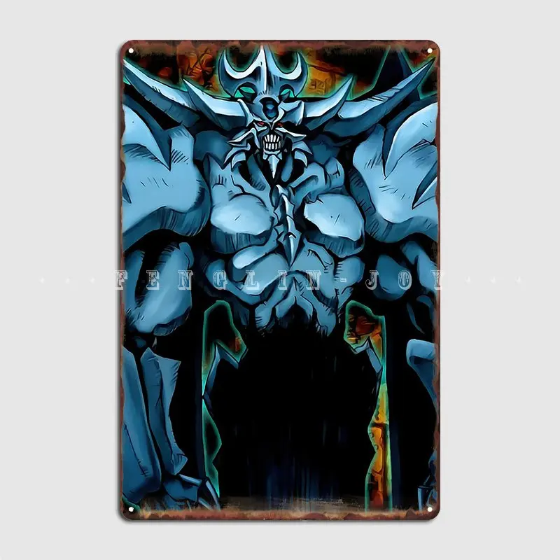 Yugioh Obelisk Tormentor letrero de Metal Mural de pared garaje Club divertido cartel de placa de estaño de pared
