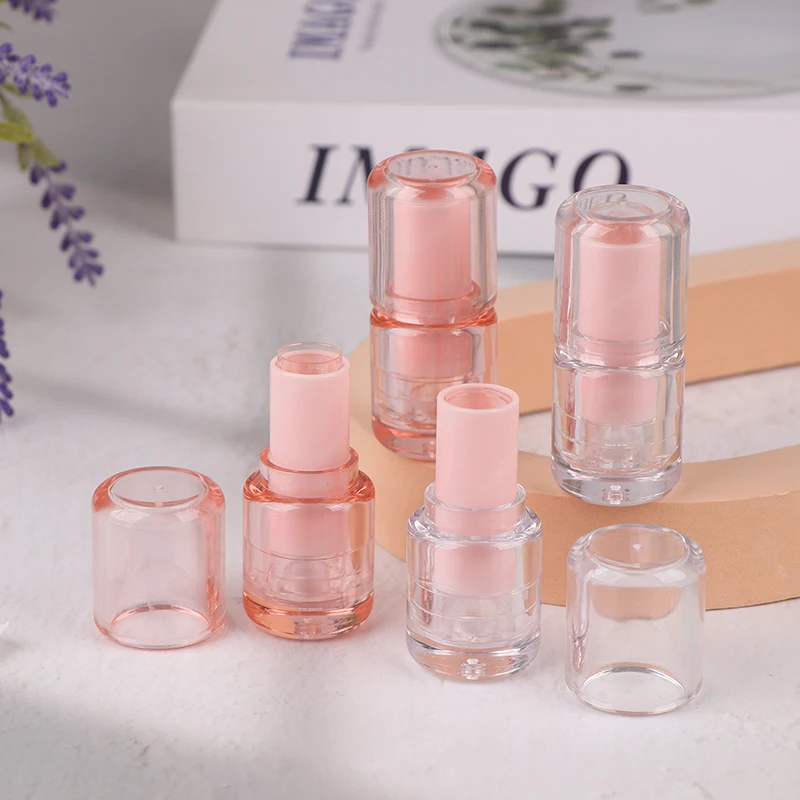 Tubi per balsamo per labbra vuoti semi trasparenti circolari da 3,5 ml Contenitore per rossetto Bottiglia per lucidalabbra Confezione per trucco da viaggio