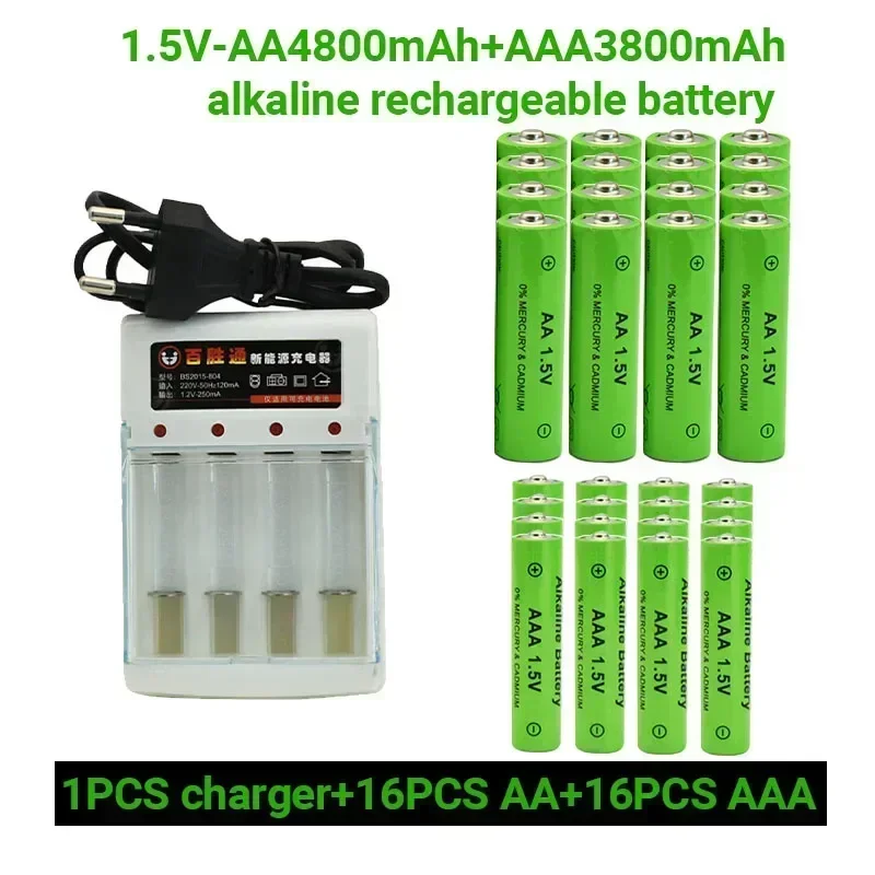 100% Оригинальный аккумулятор 1,5 в AA4800mAh + AAA3800mAh щелочной аккумулятор Ni-MH 1,5 V для часов, мышей, компьютеров, игрушек и т. д.