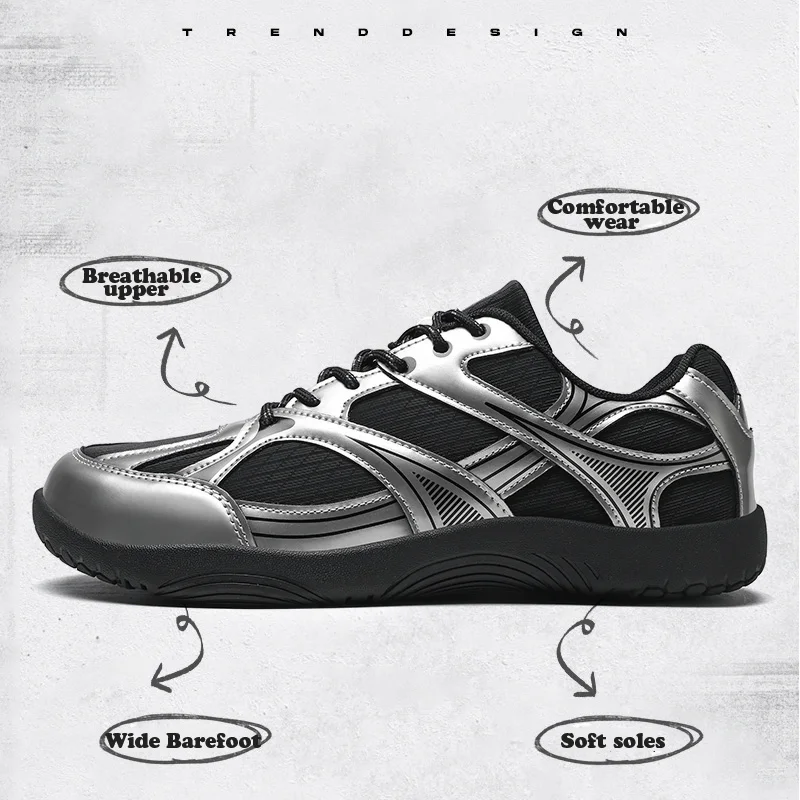 New Men's Wide Barefoot Canvas Sneaker 2025 Fashion Flats Soft Zero Drop Sole Wider Toe Light Weight Fashion Sneakes Big Size