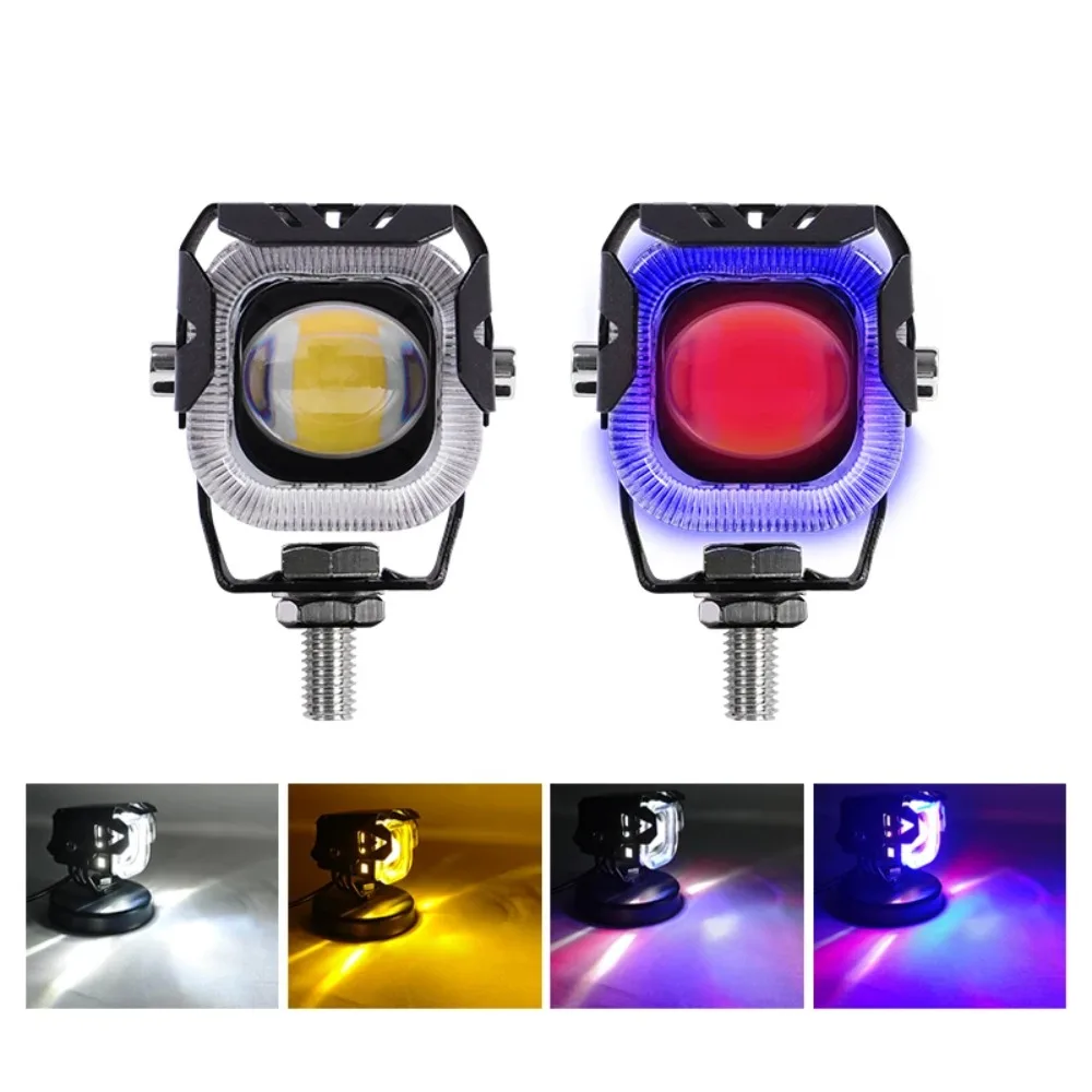 

2PCS DRL Daytime Driving Running Light Red Blue for Motocross Dirt Bike Motorcycle Ultra Bright LED Spotlight Crystal Angel Eye