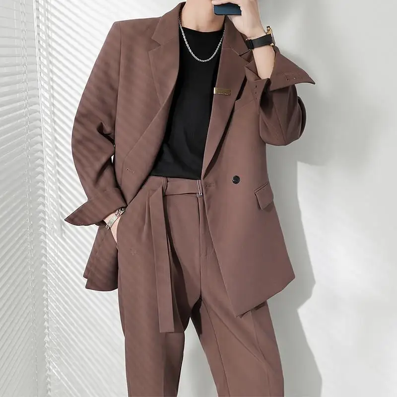 3-A46  Light mature style suit men\'s suit spring and autumn loose net celebrity highmall suit JK street casual jacket