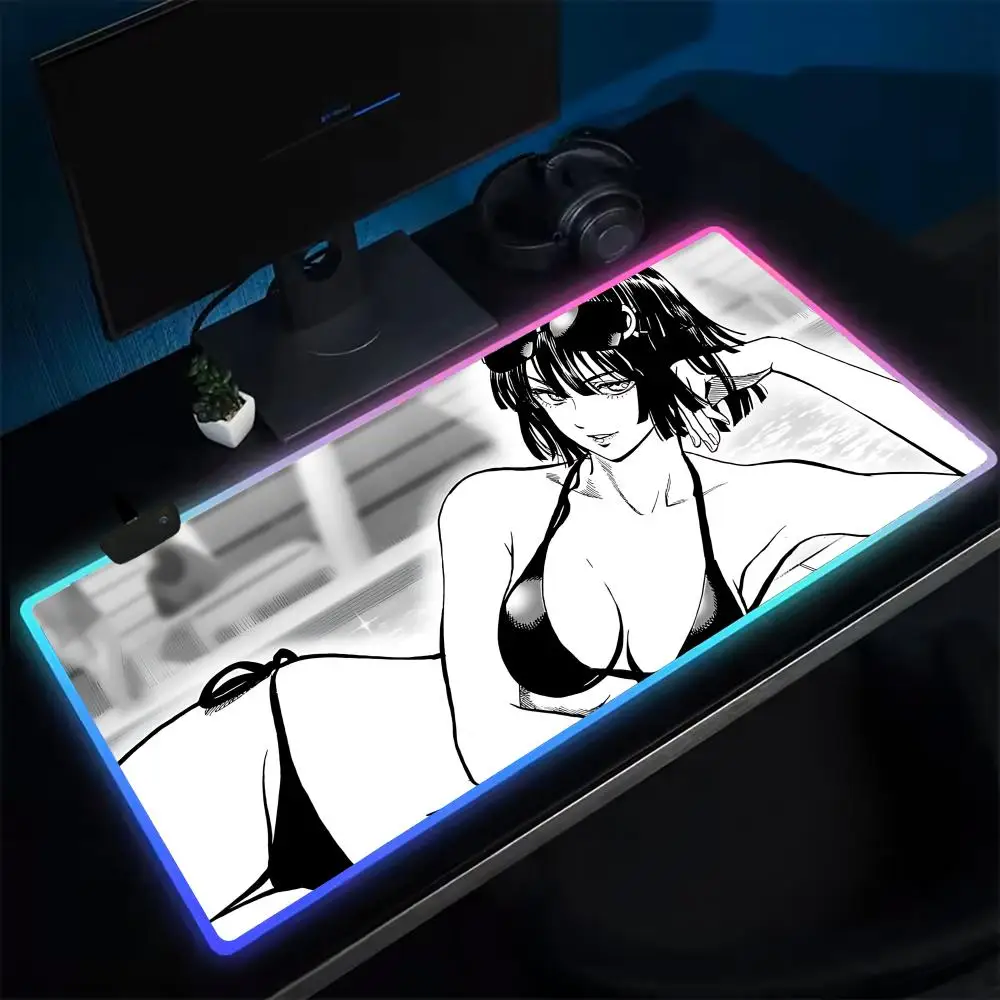 ONE PUNCH MAN Muismat Anime Gaming Muismat LED Tafelpads Backlit Rubber Desktop XXL RGB Bureaumatten
