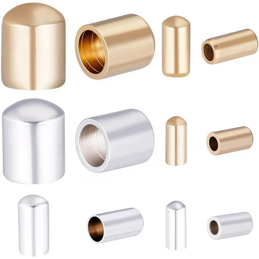 

60pcs 6 Styles Cord End 24K Plated Brass End Caps Column Cord Caps Terminators Fasteners End Tip Bead Caps for Necklaces