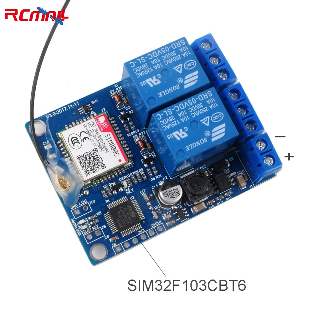 

2-канальный релейный модуль SMS GSM пульт дистанционного управления SIM800C STM32F103CBT6 для тепличного кислородного насоса