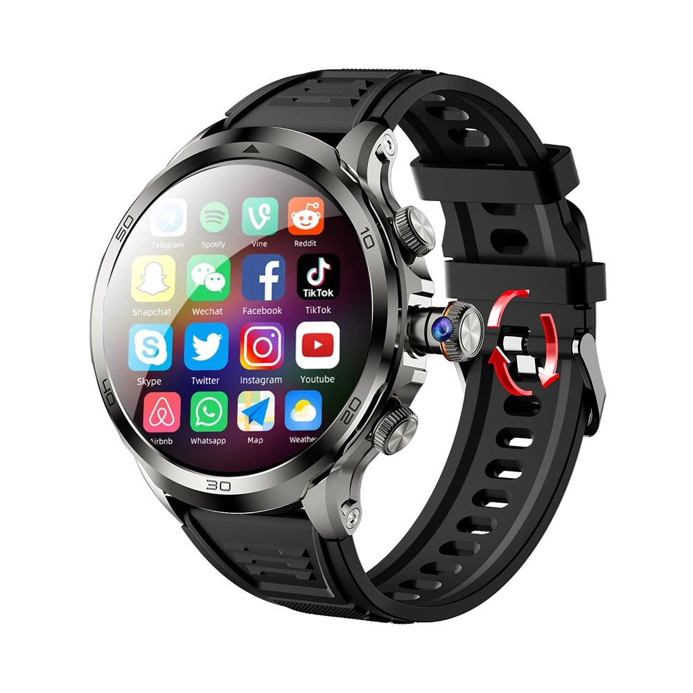 

2024 Smart Watch 4G Network 1.95inch AMOLED Global Version Google Play Download APP 180° Pull Out Camera GPS WIFI Men Smartwatch