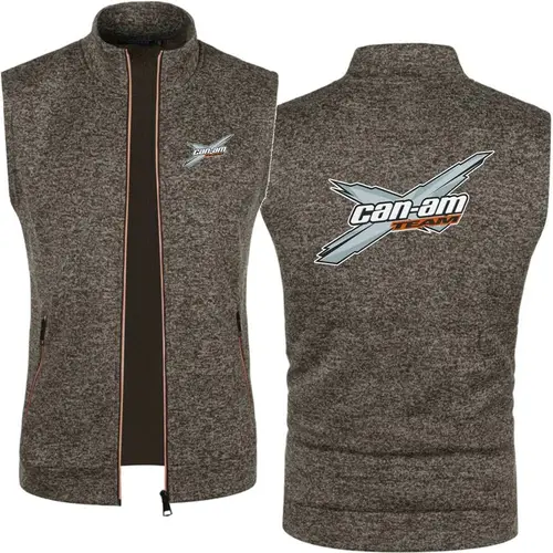 Men Can Am Off Road Brp Atv Commander Utv Outlander Men's Knitted Velvet Casual Top Zipper Vest Sleeveless High Neck Fleece Jack - Image 2