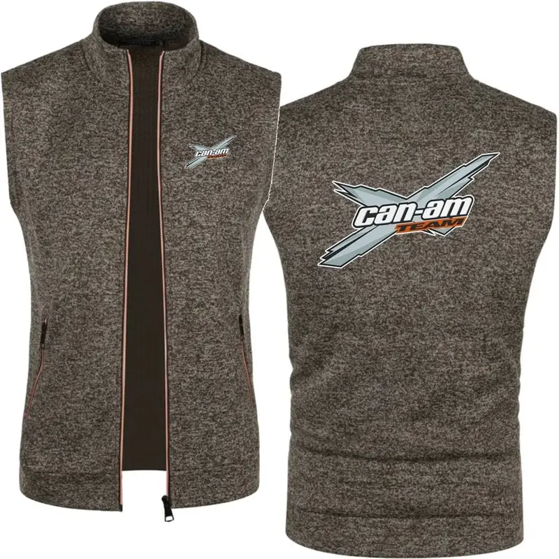 Men Can Am Off Road Brp Atv Commander Utv Outlander Men's Knitted Velvet Casual Top Zipper Vest Sleeveless High Neck Fleece Jack - Image 2