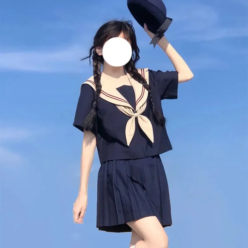 新しい学校制服女の子のためのキューピッドハート刺繍学生スーツ長袖日本コスプレ-jk-大学セーラー制服