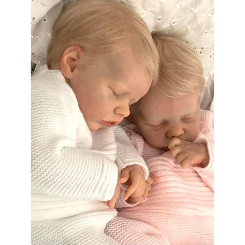 45CM Twins A/B Sleeping Reborn Baby Doll Already Painted Finished  Newborn Baby Doll 3D Skin Visible Veins кукла младенец