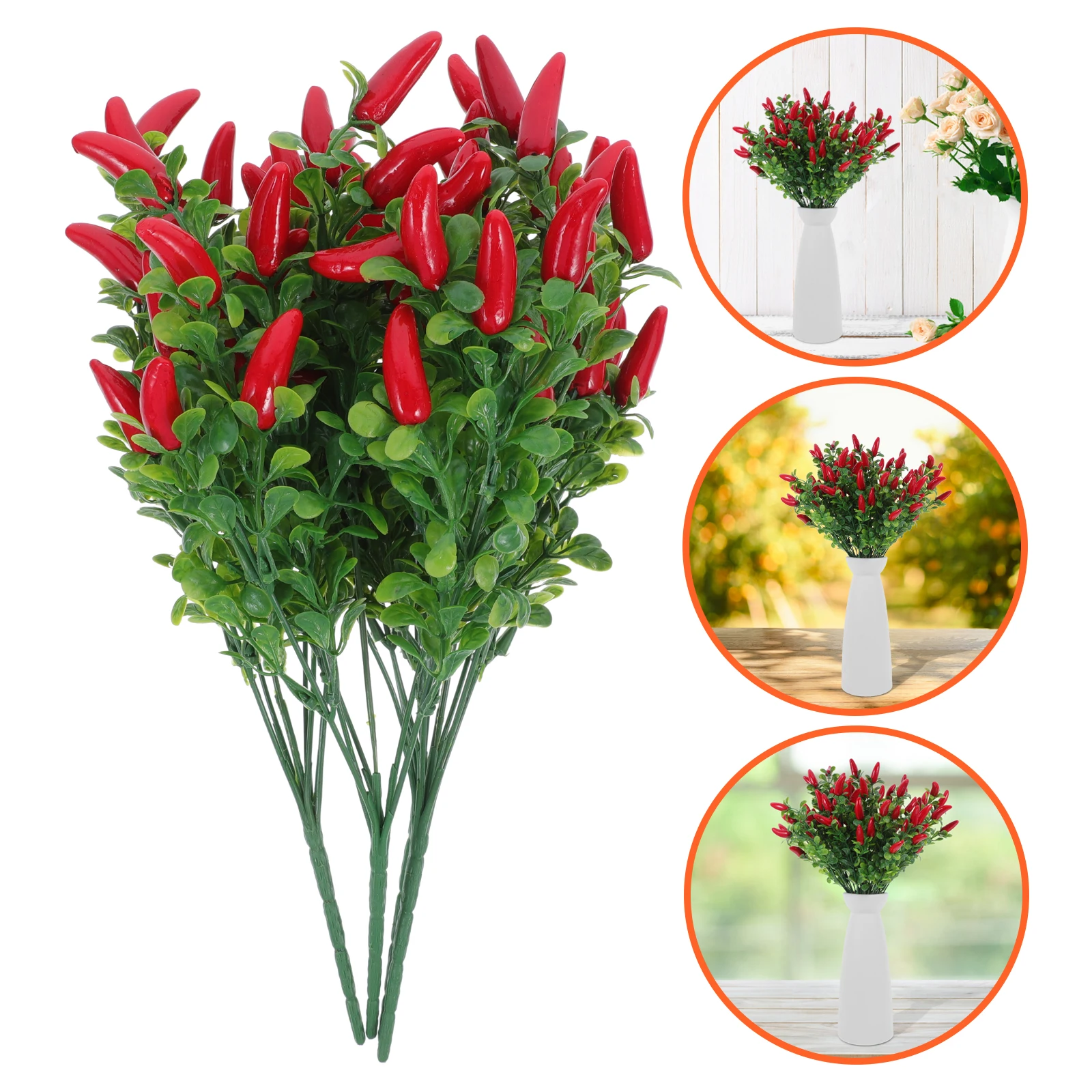 

4Pcs Faux Pepper Plant Decor Lifelike Chili Pepper Simulation Branches for Indoor Decor Photography Prop Small Fake Fruit Plants