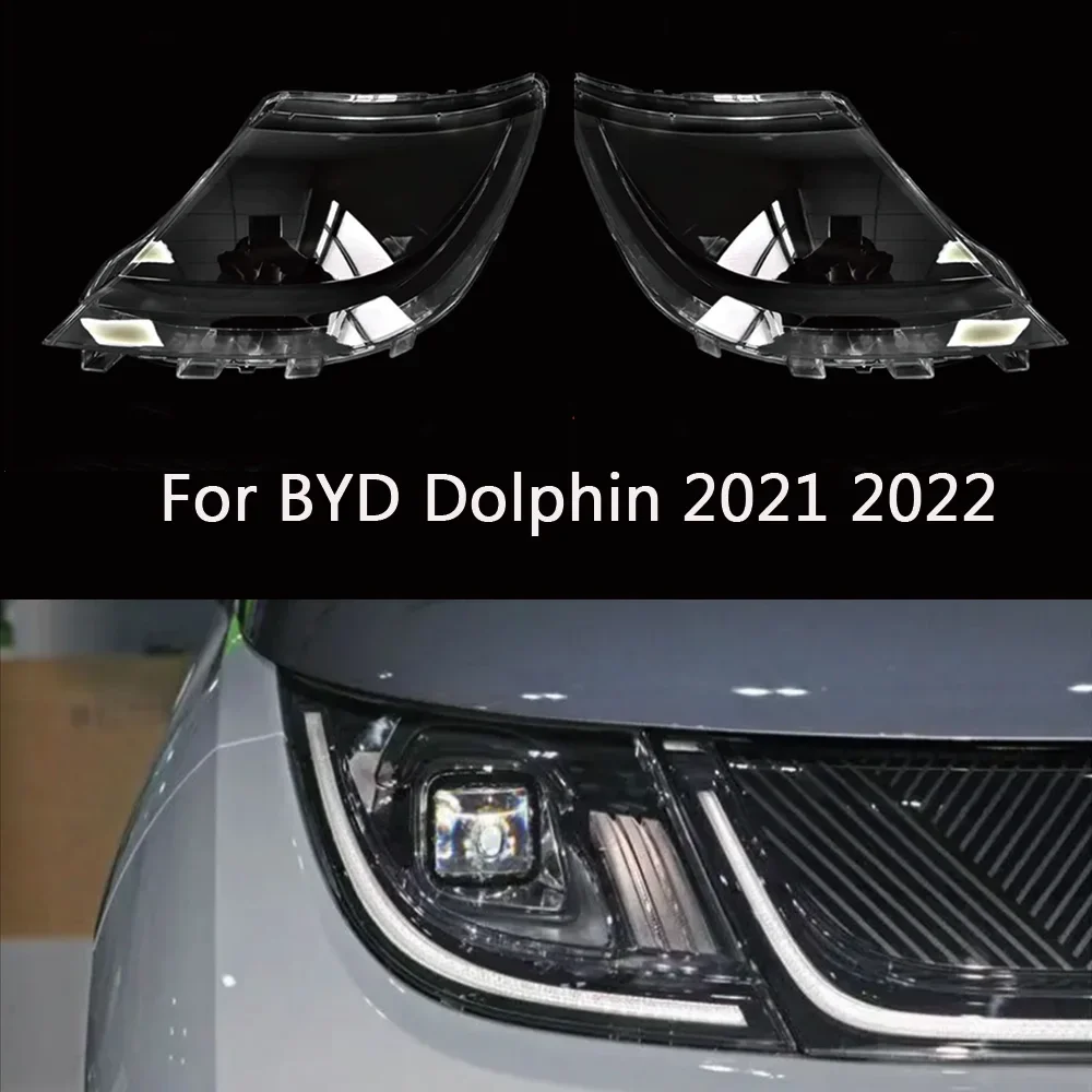 HTTCY For BYD Dolphin 2021 2022 Headlight Lens Cover Transparent Lampshade Headlamp Shell Plexiglass Auto Replacement Parts