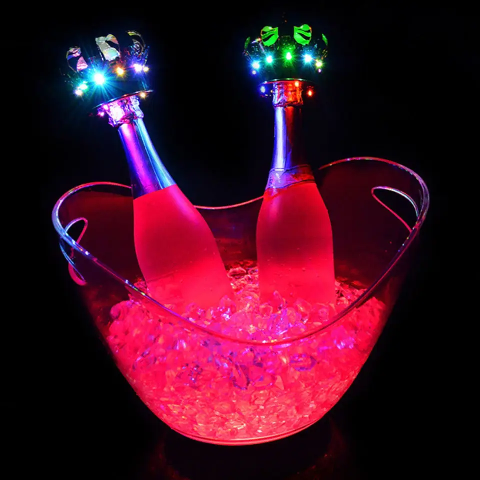 

Transparent Colorful LED Gradient Light Ice Bucket Bar Wine Trough Glass Beer Bottle Storage Cooler Kitchen Outdoor Tools