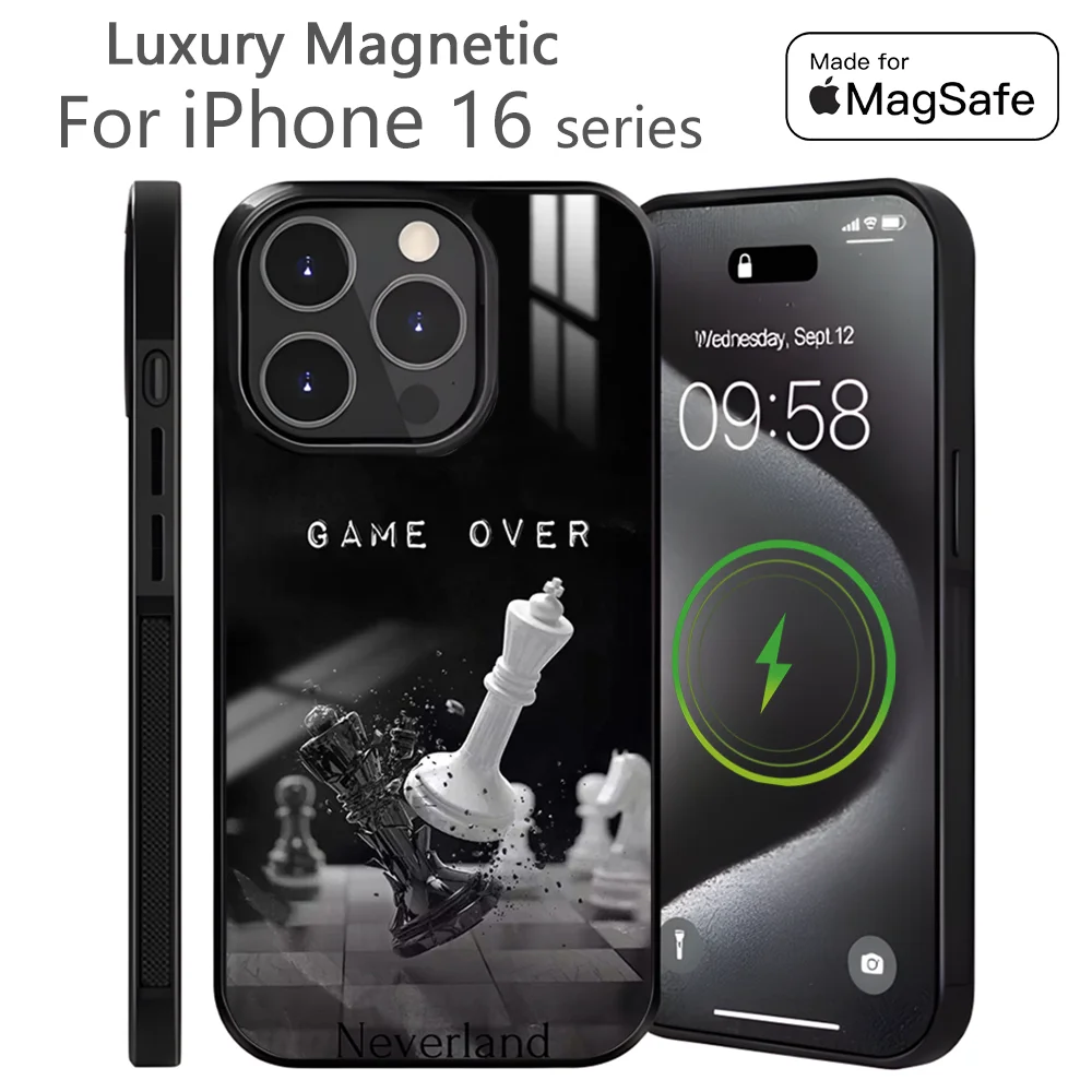 Competitive C-Chess Game Phone Case For iPhone 16 15 14 13 12 11 Pro Max Plus Mini Magnetic Magsafe Wireless Charging Cover