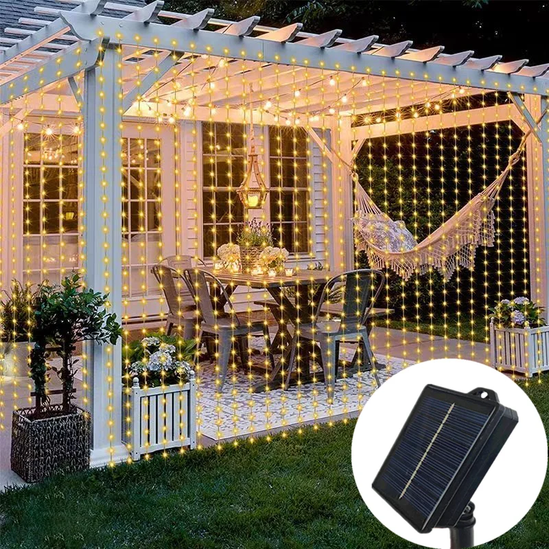 Fee Solar Vorhang String Licht führte Urlaub Licht Girlande Girlande Hochzeit Garten Home Party Dekor Weihnachts dekor 3/6m im Freien