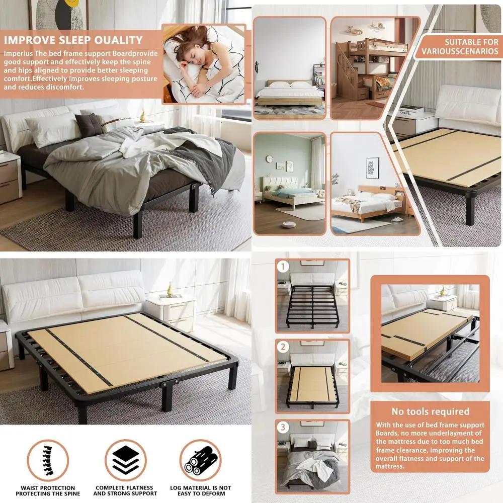 

Queen Size Foldable Bed Support with Slats and Bunkie Board, 80 x 57