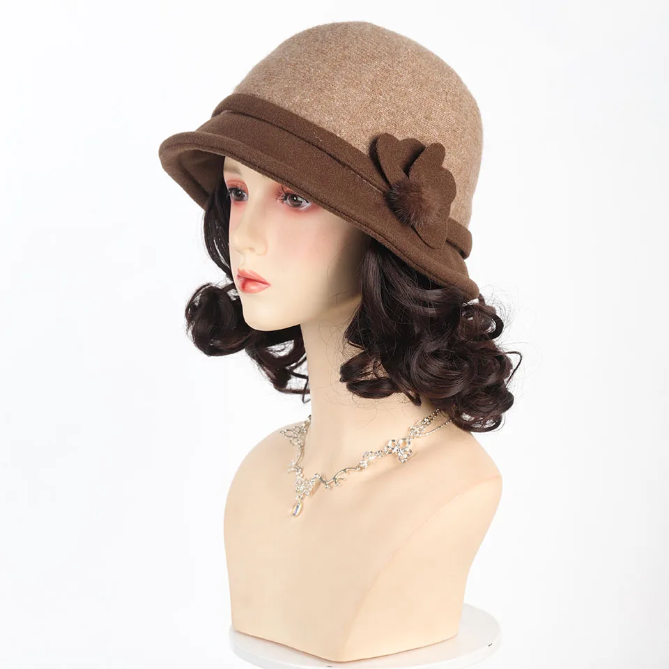 LM Synthetic Hat Wig Integrated Autumn And Winter Fashionable Woolen Hat Thickened Warm Fisherman Hat Lazy Short Curly Wig Hat