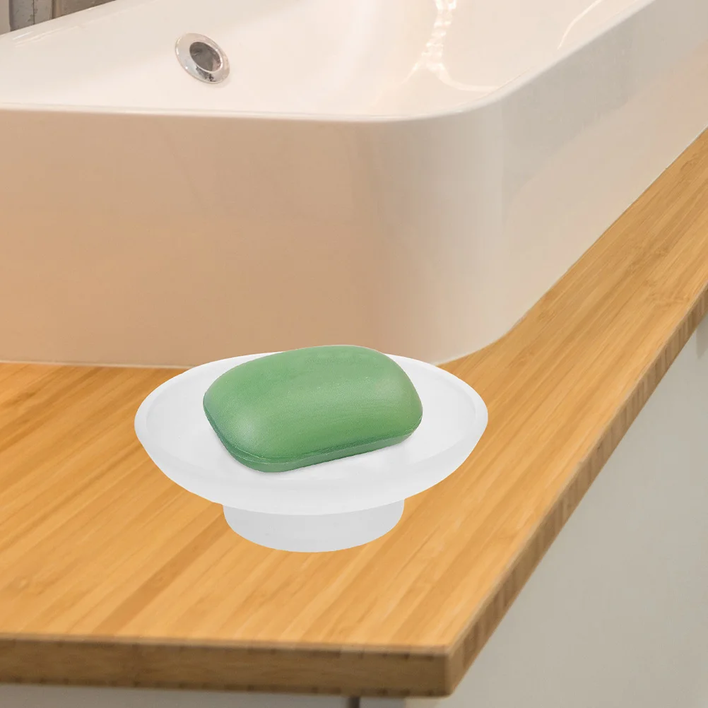 1pc Glass Soap Dish Clear Round Tray For Bathroom Kitchen Sink Shower Countertop Vanity Nonslip Transparent Soap Bar Holder