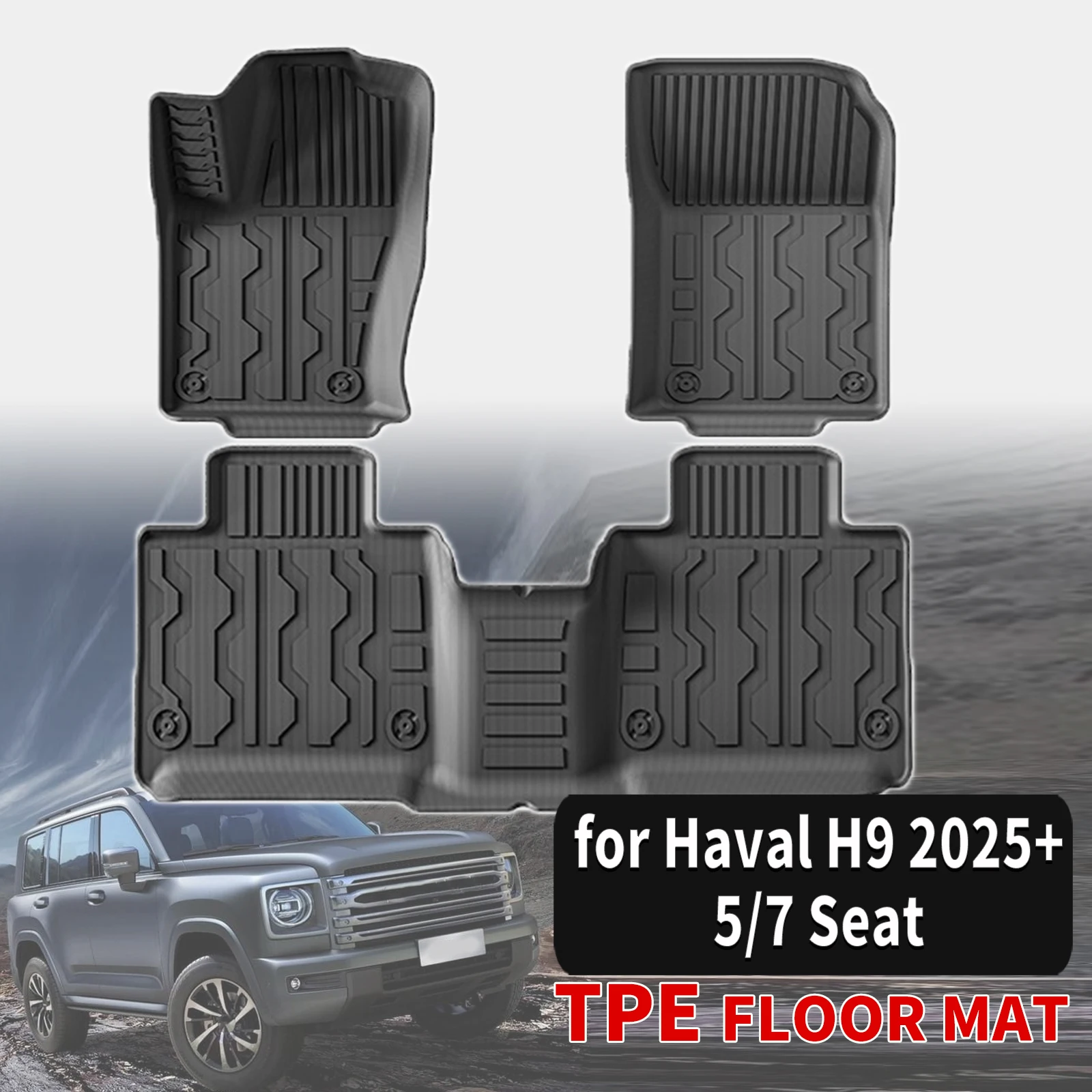 

for Haval H9 2025 2026 2027 3D Maxpider Style TPE Floor & Trunk Mats, Full Coverage All-Weather Car Accessories