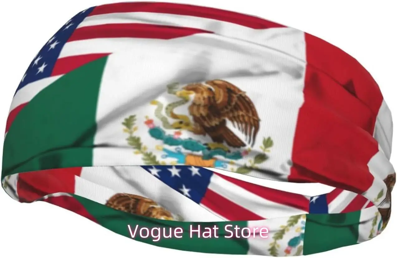 

Mexico Flag Running Headbands for Men Women Mexican Sports Sweatbands for Basketball, Yoga, Workout Stretchy Hairband