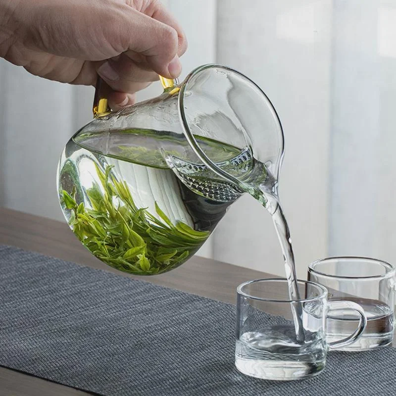 Thickened High Borosilicate Glass Moon Tooth Public Cup Tea Dripper Integrated Large Capacity with Filter Net Tea Brewing Cup
