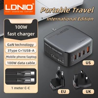 LDNIO 100W Fast Charger Type C Gan Usb PD Laptop Phone Travel Adapter For MacBook Iphone Xiaomi Samsung UK EU US Kr Plug Charger