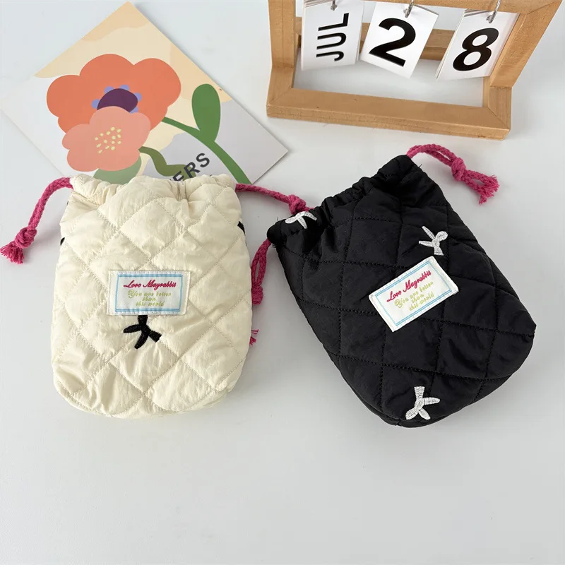 حقيبة مكياج بفيونكة مطرزة، حقيبة دلو برباط، حقيبة فرز ملحقات الحزمة، حقيبة تخزين مقاومة للغبار للكاميرا #3