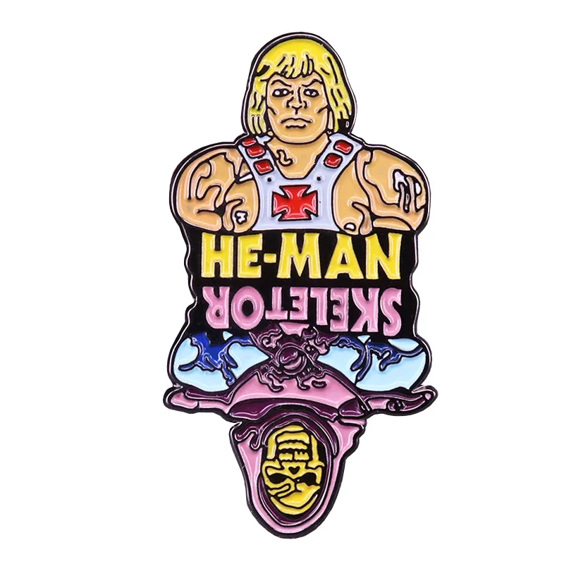 He-Man skeletor flip brooch retro 80s cartoon Masters of the Universe collection