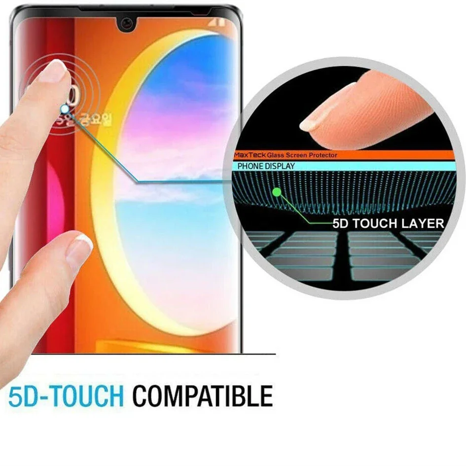 3D Curved Screen Protector For LG Wing 5G Tempered Glass Full Coverage Cover Fingerprint Unlock Protective Film For LG Velvet