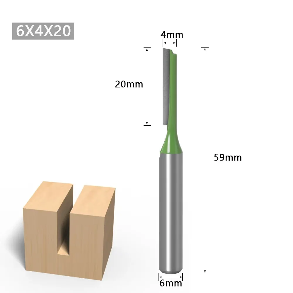 1/4'' 6mm Schaft Einzel- und Doppelschlitzfräser für Holz, 6MM Wolframkarbid-Fräser, Holzbearbeitungswerkzeug-Set