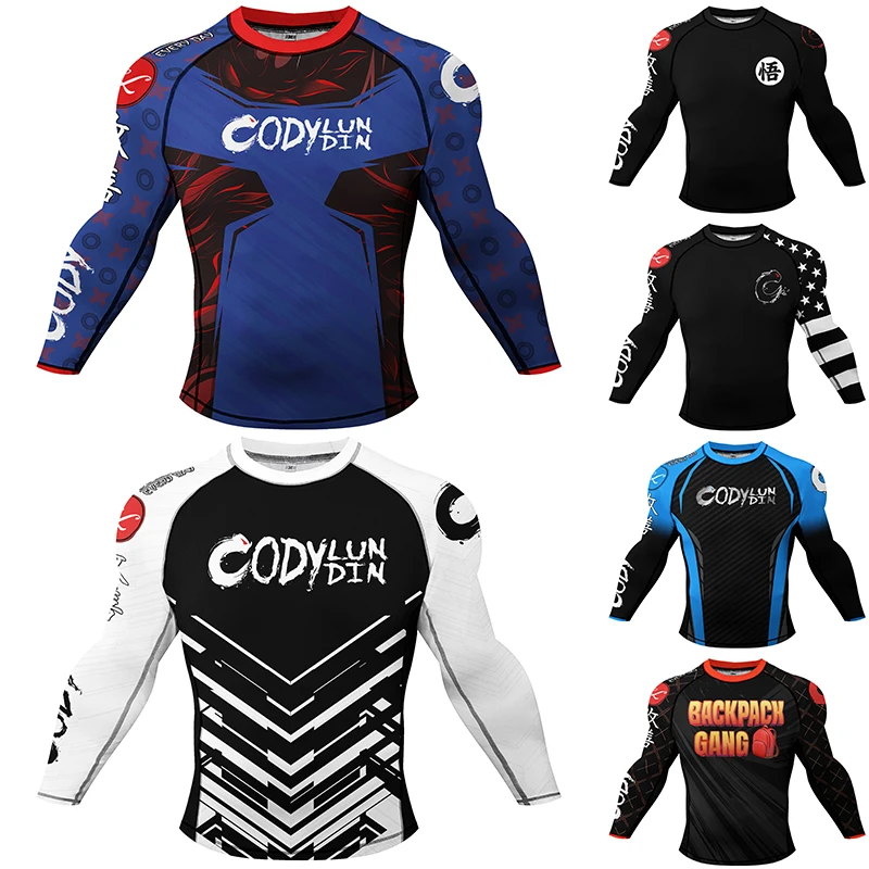 Nowe wzory Sport odzież MMA Bjj Kickboxing Kimono Jiu Jitsu koszulka Muay thai Rashguard siłownia koszulki bokserskie odzież sportowa T Shirt