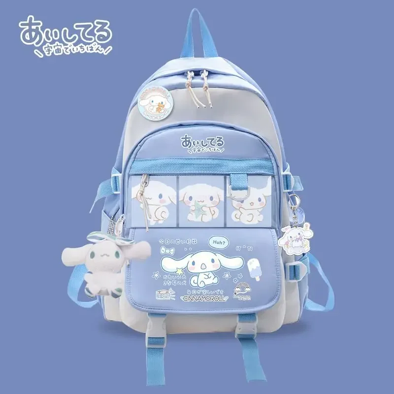 Anime Sanrio Cinnamoroll Backpack Children Girl Boy Black Blue Schoolbag Kawaii Student School Bag Computer Large Plush Toy Gift