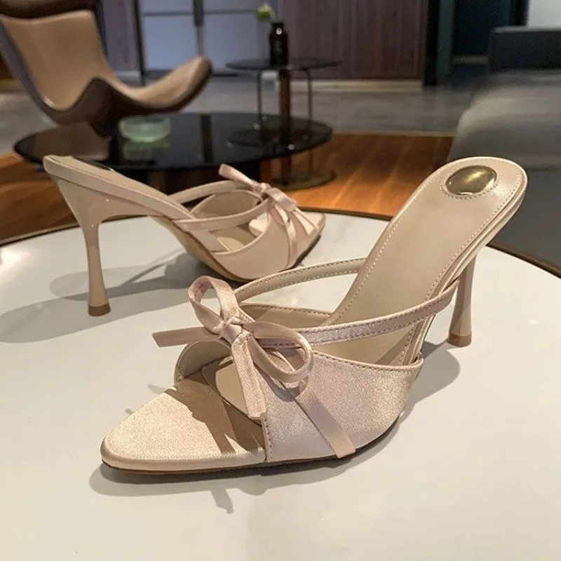 

2026 New Heeled Sandals Classic Pointed Toe Stiletto Heel Sleek Women's Slippers Daily Party All-match for Dress Collocation