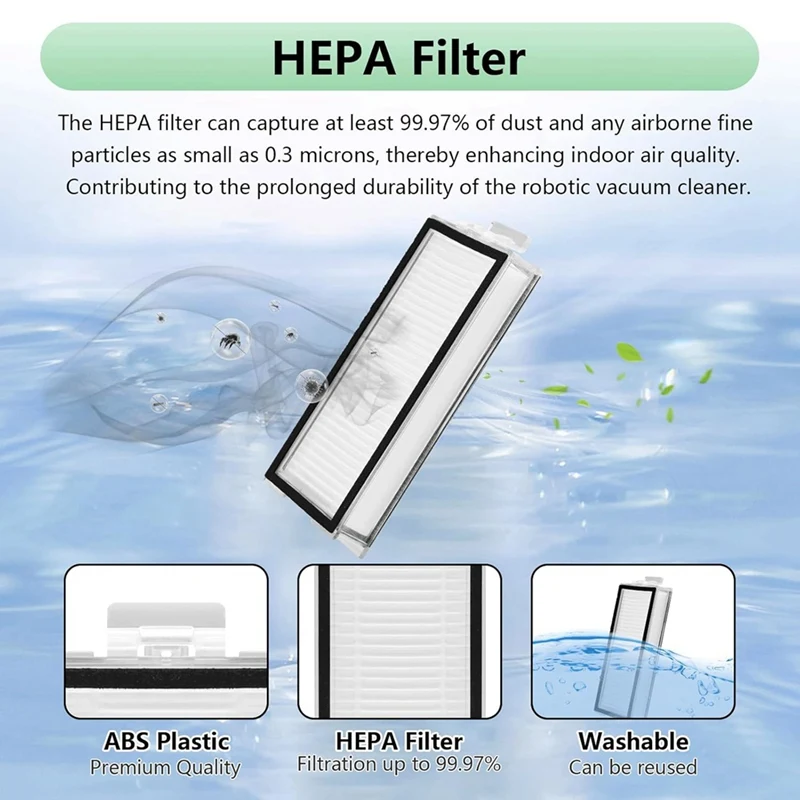 مجموعة ملحقات مكنسة كهربائية روبوت ، فرشاة جانبية رئيسية ، فلتر Hepa ، Roborock Q7 ، Q7 Max ، Q7 Max Plus