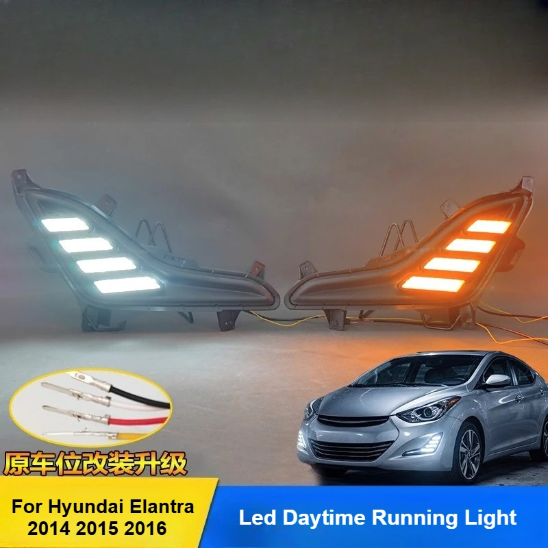 Led Daytime Running Light Dymanic Flowing Turn Signal Front Fog Lamp For Hyundai Elantra 2014 2015 2016 Modification Accessories