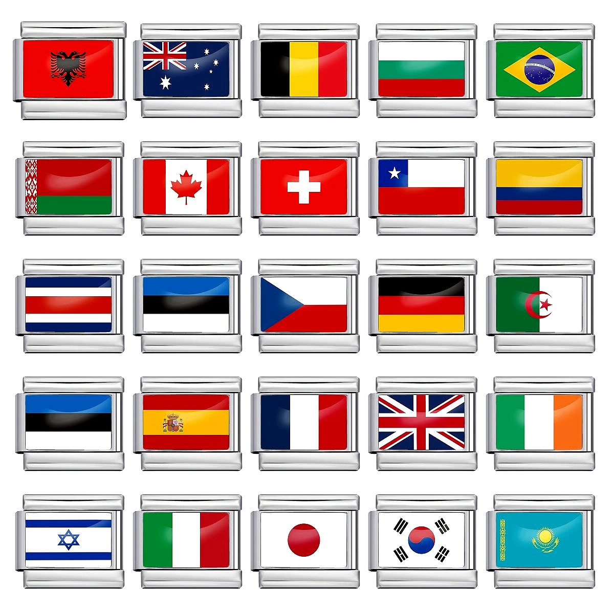 2025 حار بيع العالم العلم الوطني ديزي موضة الإيطالية السحر 9 مللي متر سوار الفولاذ المقاوم للصدأ الروابط DIY بها بنفسك مجوهرات هدايا الرجال النساء
