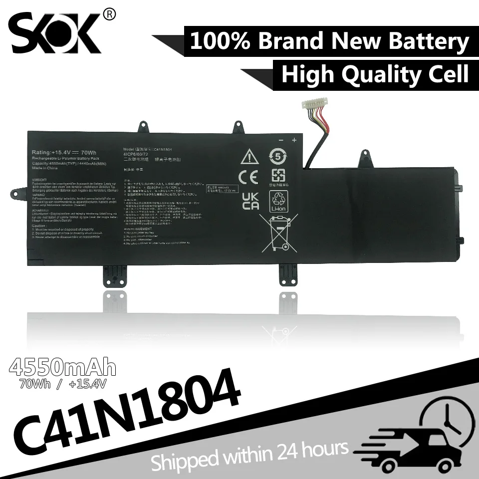 C41N1804 Battery for Asus ZenBook Pro 14 UX450FDX UX450FD UX480 UX480FD UX450FDX-1A UX450FDX Laptop (15.4V 70Wh/4440mAh)