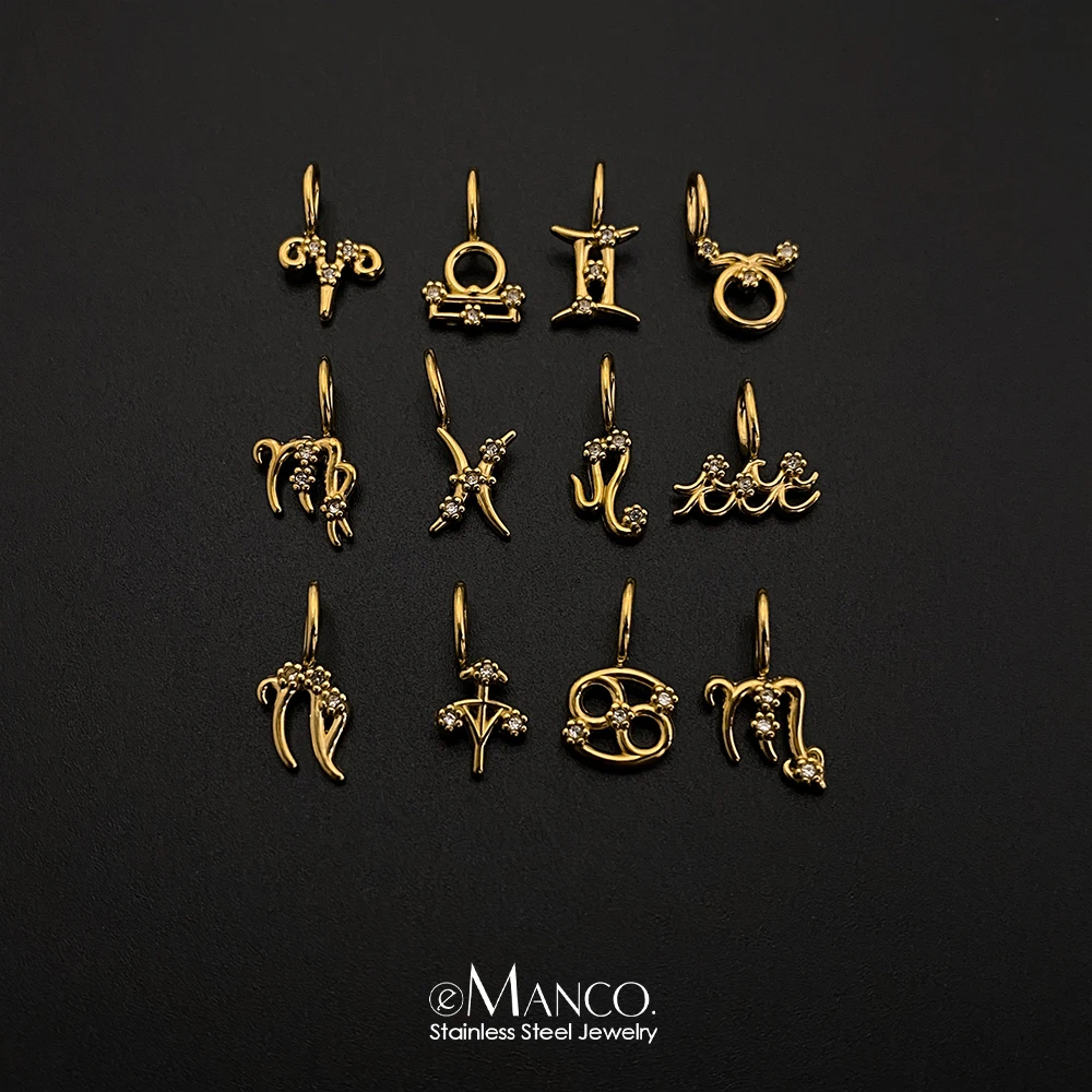EManco-colgante de acero inoxidable con signo del zodiaco, 12 constelaciones, dijes para collar, joyería para hombre y mujer, regalos al por mayor
